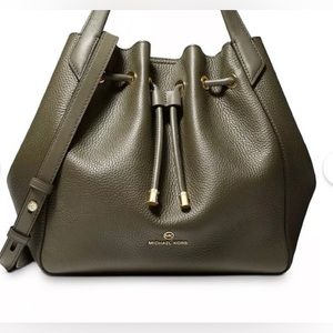 Michael Kors Large Leather “Phoebe” Bag, Khaki/Green